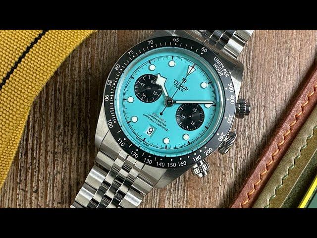 I got the call with no history?!? Tudor Flamingo Blue Black Bay Chronograph Daring Watches