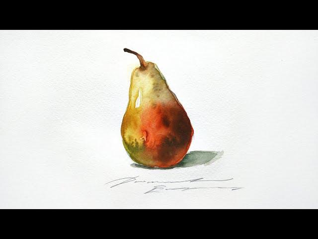 Груша акварелью за 15 минут/ Pear watercolor in 15 minutes