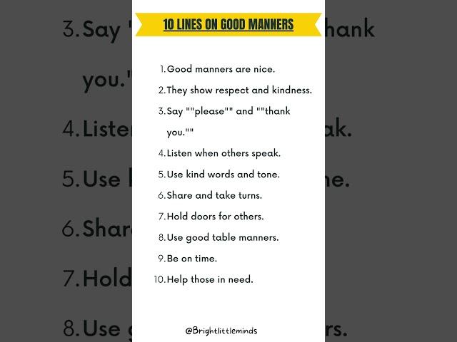 10 lines on good manners #essay #paragraph