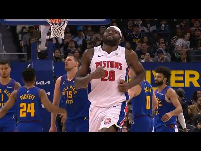 Isaiah Stewart gets a tech for running away after fouling Nikola Jokic 