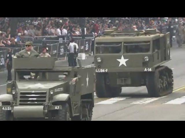 Donald Trump attends military parade in Washington