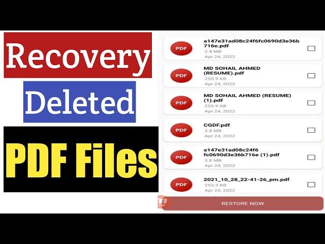 Recovery Deleted PDF Files | Restore PDF Files