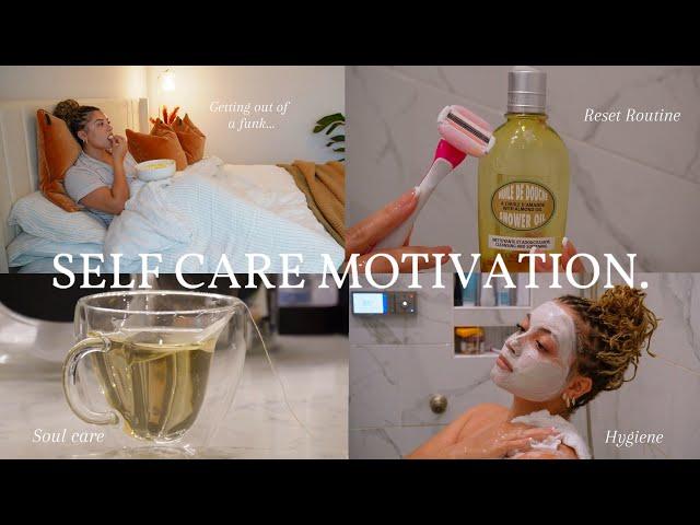 SELF CARE MOTIVATION| inspiring routine to get out of a funk + faith devotional & feminine hygiene!