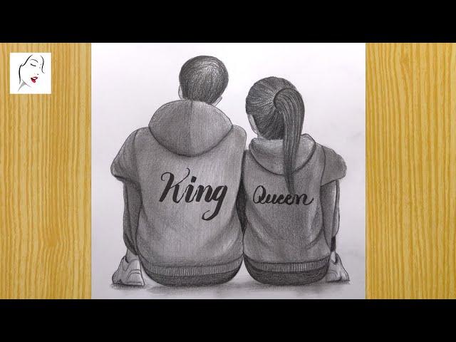 how to draw a couple sitting Drawing | Couple drawing | Pencil Sketch || The Crazy Sketcher