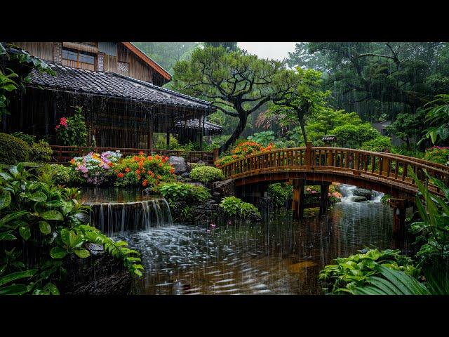 Get Rid of Insomnia With Rain In Japanese Zen Garden  Rain Sound for Sleep, Relax & Reduce Stress