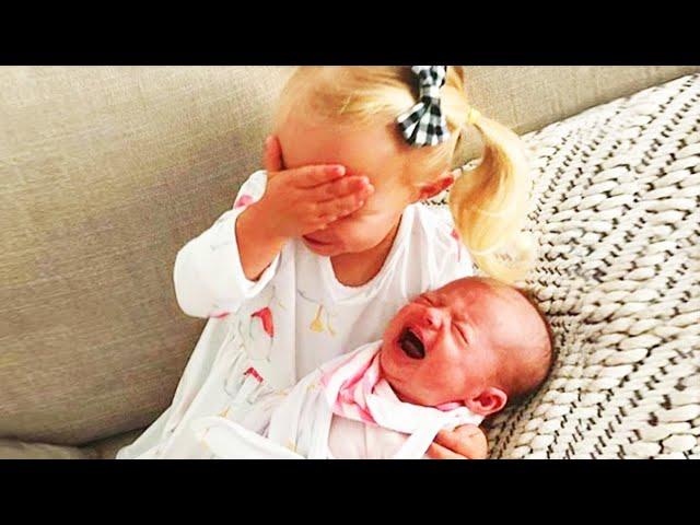 Legendary Moments When Kids Meet Newborn Babies - Funny Baby Siblings