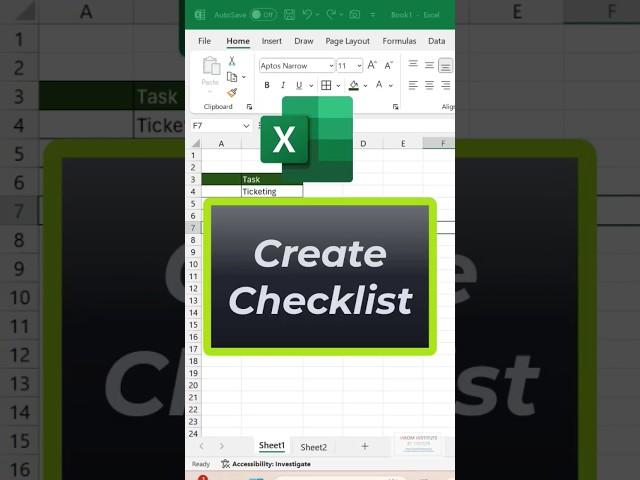 Create checklist in excel #vikominstitute #checklist #microsoftexcel 
