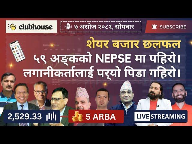 NEPAL SHARE MARKET NEWS & ANALYSIS #NEPSE LIVE CLUBHOUSE DISCUSSION | सेयर बजार नेपाल (NEPSE TODAY)