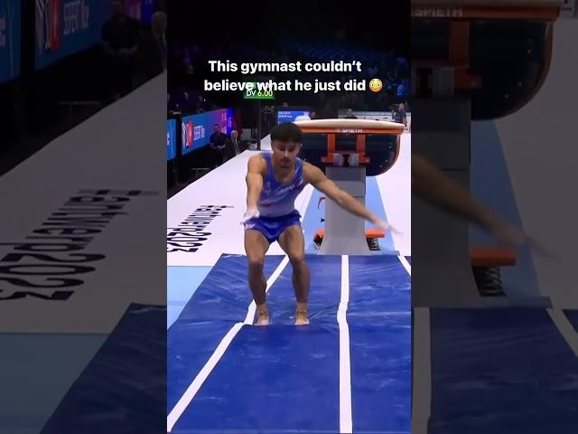 Gymnast SHOCKED after his vault