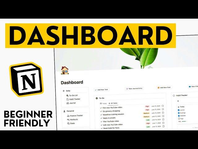 Build A HIGHLY PRODUCTIVE Notion Dashboard From Scratch - Beginner Notion Tutorial