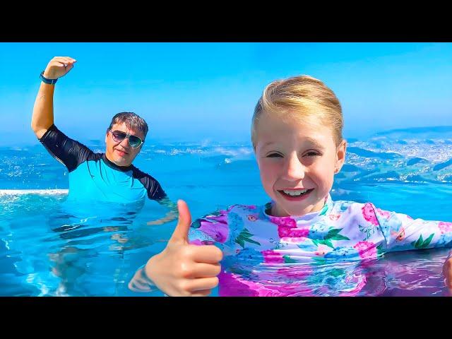 Nastya and dad play hide and seek on vacation