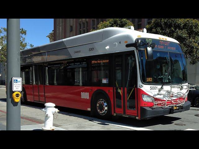 SF Muni 2021 New Flyer XE40 #5001 on Route 27 Bryant - Full Route Inbound to Jackson & Van Ness