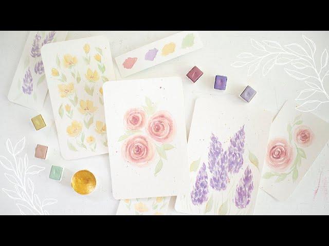 How to Paint 3 EASY Watercolor Flowers for Beginners | Loose Watercolor Flowers [Pastel Version]