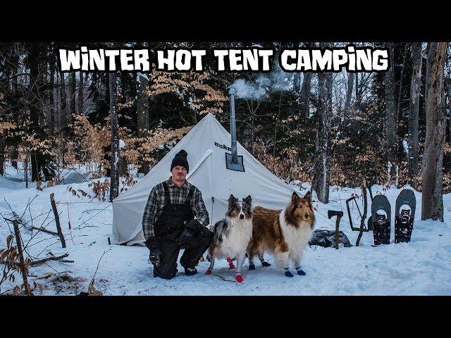 Winter Hot Tent Camping with My Dogs