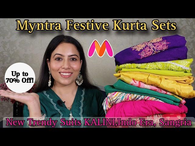 Myntra Latest Kurta Set Haul | Festive,Partywear Suits | Pathani,Sharara,Empire Line Kurta Set Tryon