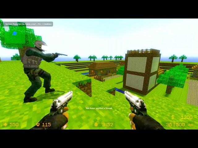 Counter Strike Source - Zombie Mod on de_minecraft_village_v3 map