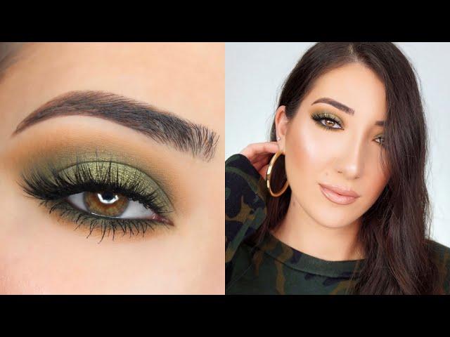 OLIVE GREEN HALO SMOKEY EYE MAKEUP TUTORIAL