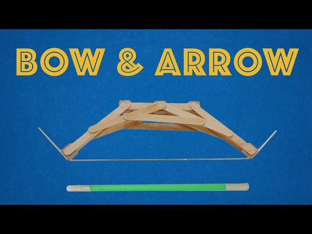 Young Engineers: DIY Bow and Arrow Project made from Craft Sticks, Rubber Bands, and a Straw