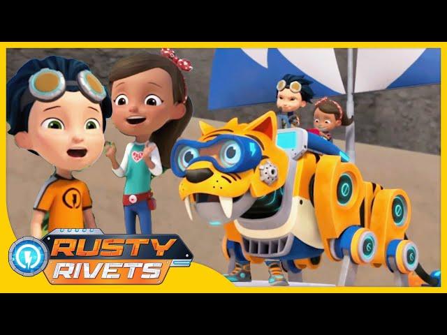 Tigerbot and Elephantsaurus on a Delivery Mission! | Rusty Rivets 2H Compilation｜Cartoons for Kids