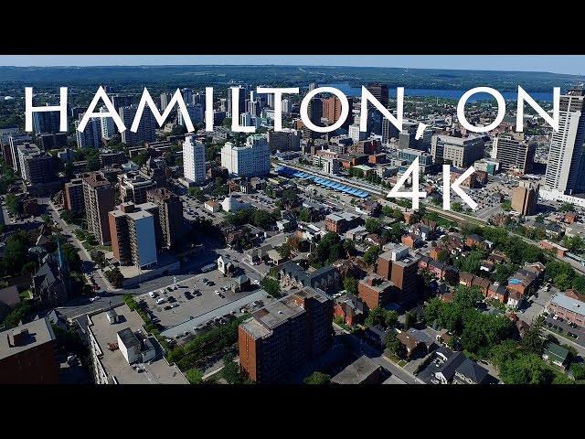 Downtown Hamilton Ontario Canada Aerial Drone View Ultra High Definition 4K