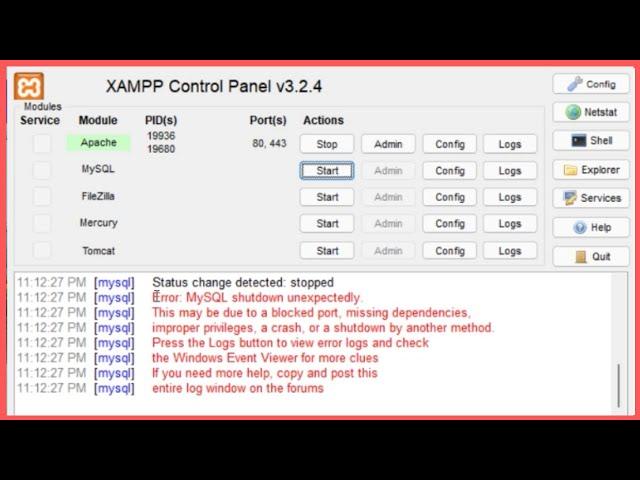 [FIXED] Error: MySql Shutdown Unexpectedly | XAMPP mysql error