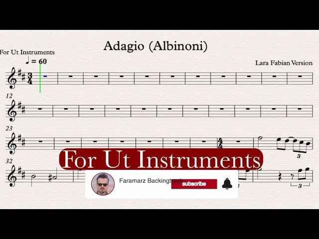 Adagio (Albinoni) - Lara Fabian -No Copyright Play Along for Vocal, Flute, Oboe, Violin -Sheet Music