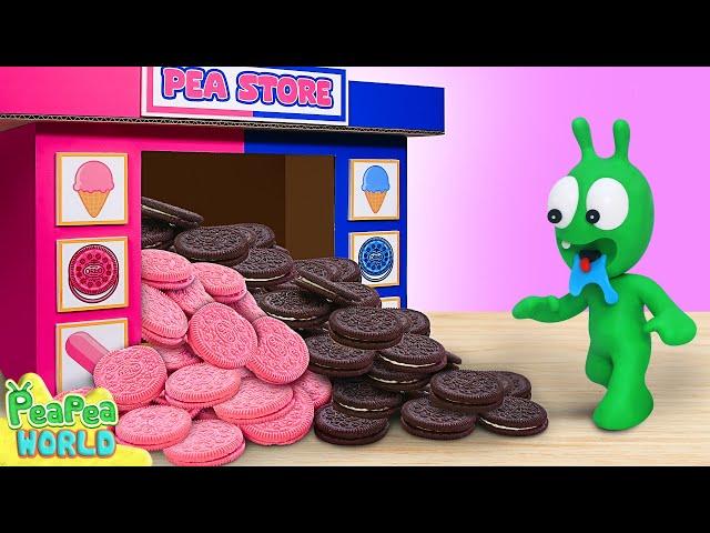 Pea Pea Explore Black Pink Oreo Vending Machine  Cartoon For Kids  Pea Pea World