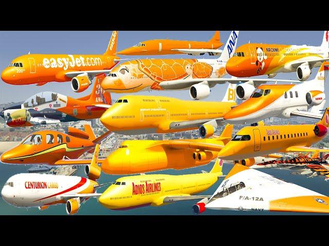 GTA V: Best Every Orange Airplanes Autumn Fall Take Off Test Flight Landing Gameplay