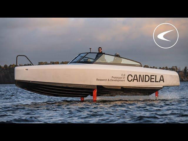 Hydrofoiling electric boat Candela C-8's maiden flight