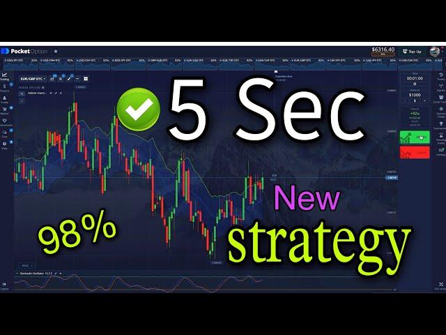 Pocket Option 5 sec strategy/ 98% results +