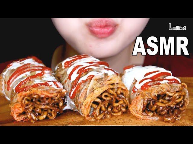 ASMR KIMCHI WRAPPED BLACK BEAN NOODLES EATING SOUNDS  | 짜장라면김치쌈 | 咀嚼音 | キムチチャジャン食べる