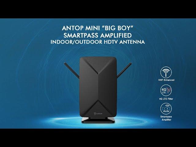 2020 New Release Antop AT-406BV Flat Panel Mini "Big Boy" Indoor/Outdoor Amplified HDTV Antenna