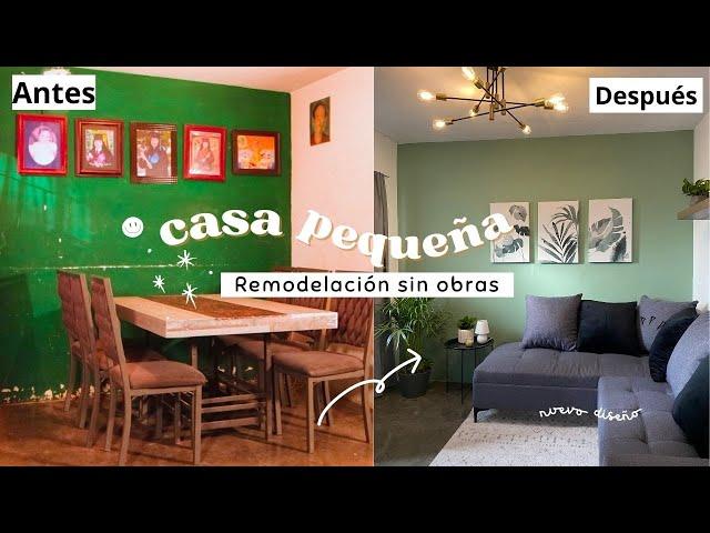 ANTES Y DESPUÉS SALA + COCINA INFONAVITCasa pequeña