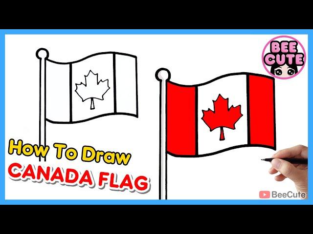 How to draw flag of Canada | Drawing and coloring Canada flag | Bee Cute