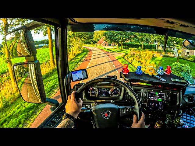 ASMR  POV Truck Driving Scania R500 | Netherlands Very Narrow Cities | 4k HD |