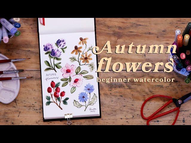 How to Paint Autumn Flowers | Simple Watercolor Tutorial for Beginners