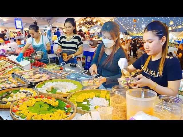 Cambodia Street Food in Phnom Penh Night Market - Dessert, Cake, Seafood, Noodle, Snack, & More