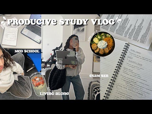 PRODUCTIVE study vlog | exam season, med school, living alone, what I eat, DIY polaroid project +