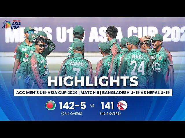 Bangladesh U19 vs Nepal U19 | ACC Men's U19 Asia Cup | Match 5