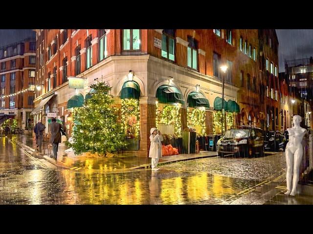 Rainy London Christmas Lights 2024  Covent Garden to Marylebone Village Walk Tour  4K HDR