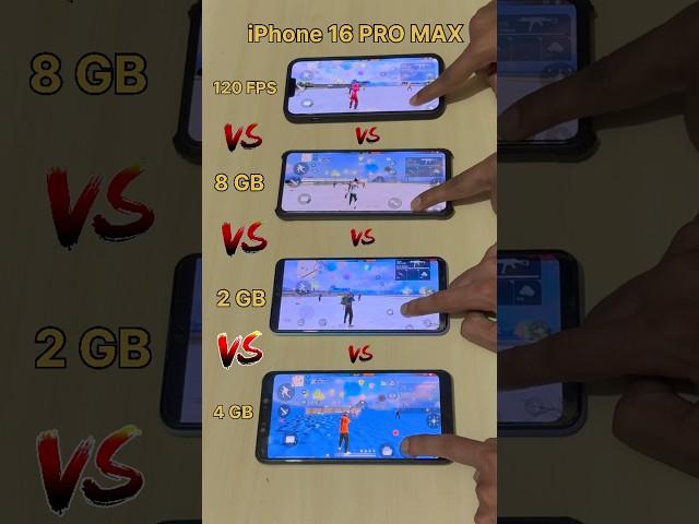 iPhone 16  2GB RAM  vs 8GB RAM vs 4GB RAM vs OLD Mobile - FREEFIRE GUN TEST #freefire #iphone16