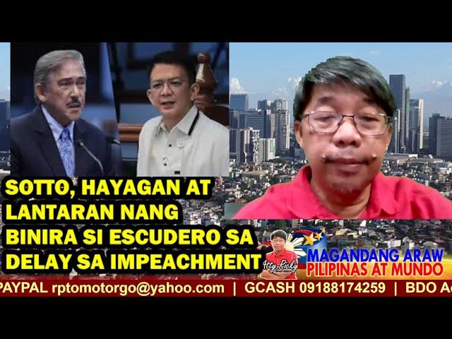 SOTTO, HAYAGAN AT LANTARAN NANG BINIRA SI ESCUDERO SA DELAY SA IMPEACHMENT