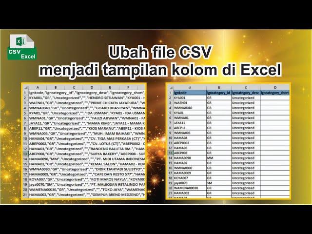 How to convert CSV file to column view in excel