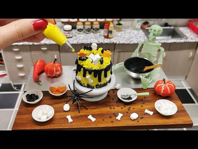  Mini halloween cake  / real mini cooking / mini food / tiny kitchen / ASMR #minicooking