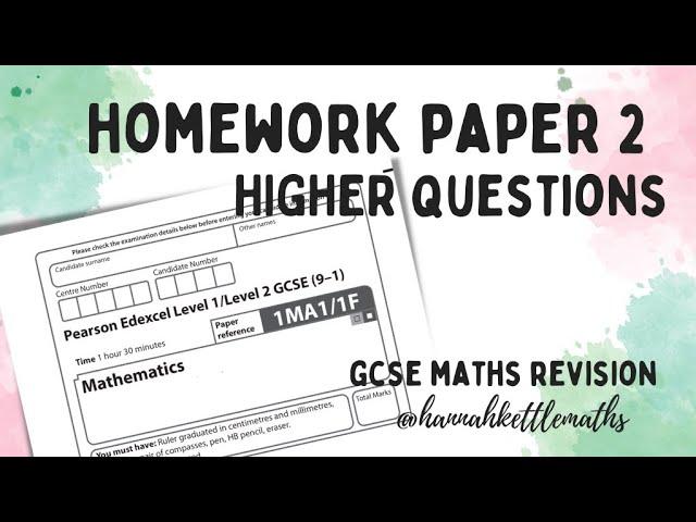 Half Past Paper - Week 2 - Higher Edexcel GCSE Maths - Maths Revision