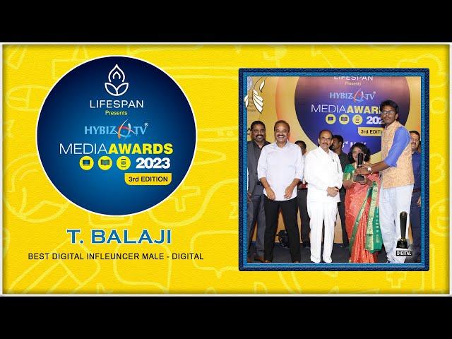 T.Balaji | Best Digital Infleuncer Male- Digital | Media Awards 2023 | Hybiz tv