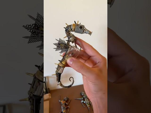 Making a seahorse out of scrap metal! #shorts #art #sculpture