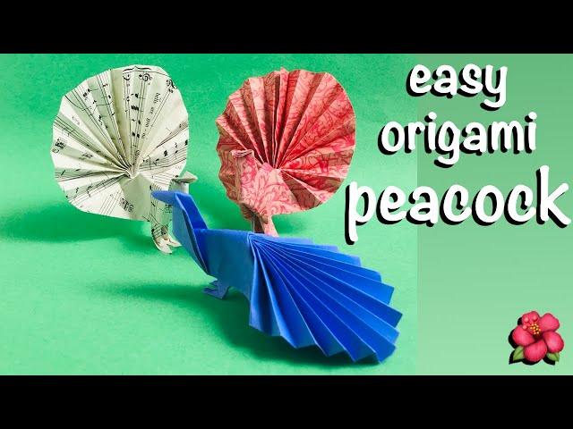 Easy Peacock Origami Paper Folding Craft. Fun Birthday Decorations, Gift Cards, Cute Party Favors.