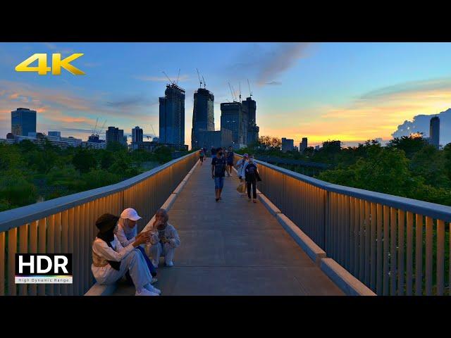 Sunset Walk in Benjakitti Central Forest Park - Bangkok Downtown 2023 [4K HDR]