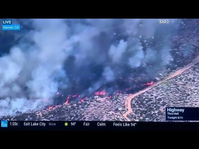 WILDFIRE is burning LIVE in Hemet, California right now Tuesday September 6, 2022 due to hot temp.